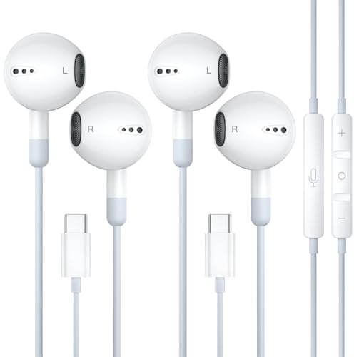 iPhone Kopfhörer mit Kabel für iPhone 16e, USB C Kopfhörer mit Mikrofon Kabelkopfhörer für iPhone 15 16 Pro Max Plus iPad 10, Typ C In-Ear Kopfhörer mit Lautstärkeregler für Samsung Galaxy S25 S24