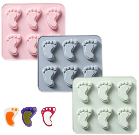 QUNXON 3 Stück Pralinenform Silikon BabyFüße, Schokoladenform Silikon, Backmatte Hundekekse, Eiswürfelform Lustig, 3D Seifenformen-silikon für Kuchen, Schokolade, Pralin, Seife, Eiswürfel, Hundekekse