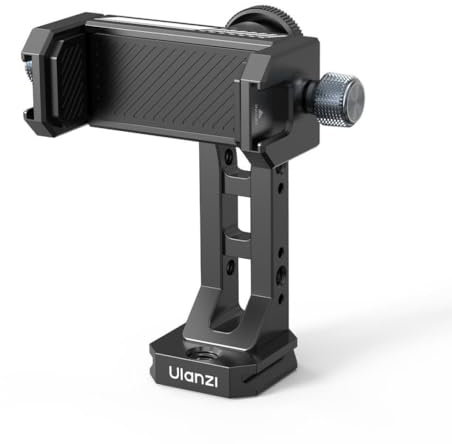 Ulanzi MA53 Rotating Mobile Phone Holder with Arca Swiss 360 Degree Rotatable Mobile Phone Holder for Tripod Suitable for Smartphones from 6-9.5 cm Wide with Holder for Accessories Metal