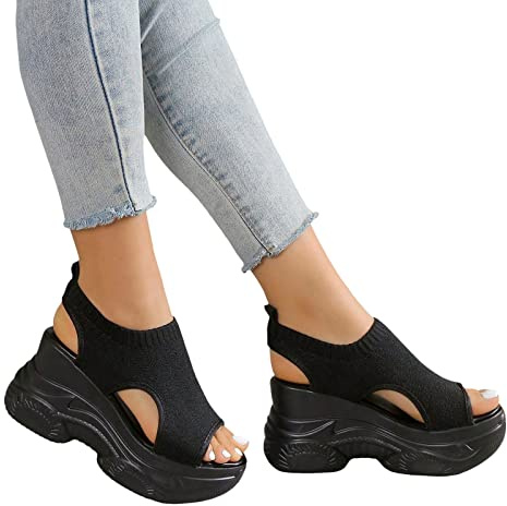 Chaussures Compensées Femme, Confort Mary Janes Et Mules Et Nu-Pieds pour Mariage Sandales Orthopédiques pour Femmes a Enfiler Pieds Larges Sandale
