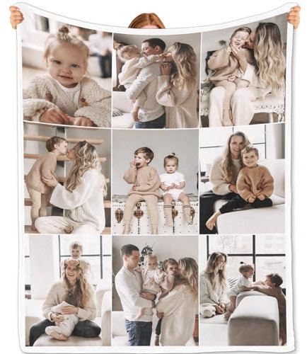 Bemaystar Personalisierte Decke mit 9 Fotos – Personalisierte Geschenke für Frauen, Männer, Paare, Freunde – Decke personalisiert für Valentinstag, Geburtstag & Hochzeit