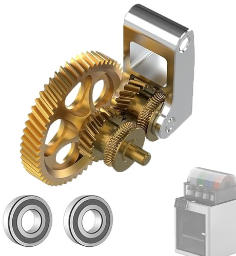 Extruder Gear Kit für X1/P1 Series,Hardened Steel Dual Extruder Zahnrad | Golden,All-Metal,DLC Nano Coating Upgraded Schrägzahn Getriebebaugruppe,Doppelzahnradsatz,Kompatibel Mit BambuLab X1C P1P P1S