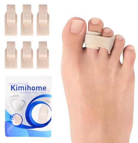 Kimihome Martillo corrector para los dedos de las mujeres – Envolturas rotas para dedos del pie – Puntas rectas para dedos de los pies con ganchos, dedos curvados (3 grandes + 3 pequeños, beige)