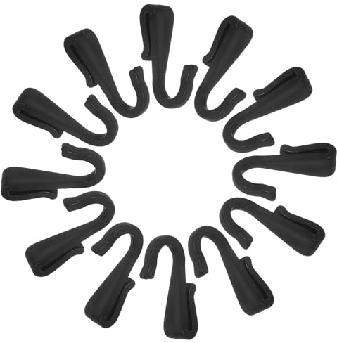 TOVINANNA 12pcs Plastic S-Hook Pantry Hooks for Kitchen Utensils and Plant Hangers, Black Multi-Purpose Hanging Clips for Pots, Towels, and Accessories, Space-Saving Storage Solution