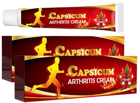 Capsaicin Gelenkcreme Mit Cayennepfeffer, Joint Pain Relief Cream Wärmende Salbe für Rücken, Knie und Nacken, Natürliche Muskel Gelenkpflege (2 Stück)