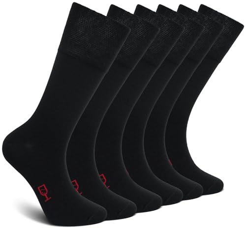 ZAKASA Calcetines de Algodón Vestir Hombre: Calcetines Ejecutivos Traje Transpirables Sin Costuras Cómodo para Oficina Viaje Caja de Regalo 6 Pares