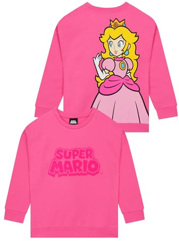 Super Mario Pullover Mädchen, Stylisches Sweatshirt Kinder Mädchen Mit Princess Peach Design Aus Baumwolle