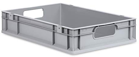 aidB Eurobox NextGen Economy 600x400x120mm – Robuste Aufbewahrungsbox 23L – Stapelbare Kunststoffbox mit offenen Griffen – Plastikbox für Lager, Transport & Aufbewahrung – Industriequalität - Grau