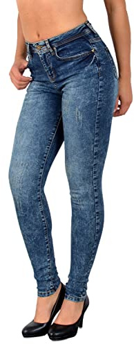ESRA Damen Jeans Jeanshose Damen Skinny High Waist Hochbund Hose bis Übergröße S300