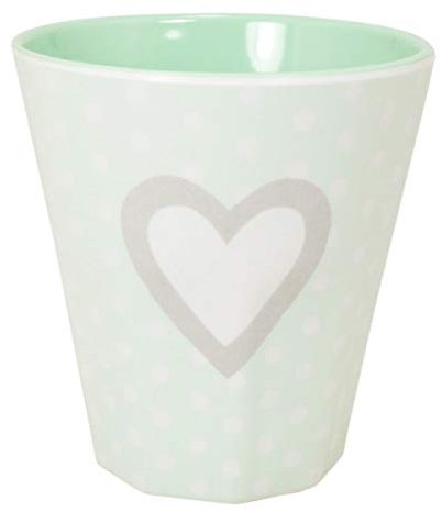 MEA LIVING Melamin Becher Tasse 250 ml HERZ mint Camping Kinder Tasse Geschirr