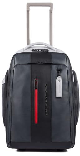 Piquadro - Trolley-Rucksack Kabine-Laptop aus Leder-Unisex-Grau und Schwarz | Laptop- und Gerätefächer, Elegant und Professionell, Geschäftsreisen, Teleskopgriff, 2 Rollen