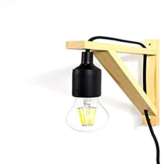 BarcelonaLED Nordic LED Wandleuchte mit Holzwinkel und Silikonanhänger für E27 Sockel 2 Jahre Garantie Modern Schwarz