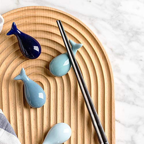 Aisoway 4 Pcs/set Ceramic Chopsticks Rest Whale Shape Chopstick Holders Spoon Fork Holder Rack Practice Furnishing Articles