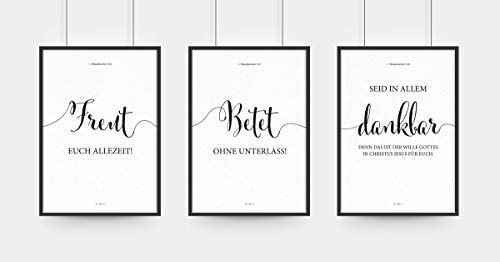 Aus Gnade Christliche Poster · Freut betet dankt · 3er Set · Bibelvers · Deko · Wandgestaltung · ohne Rahmen · A3 / A4 · christliche Geschenke · Deutsch (A3)