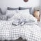 Michorinee Double Duvet Cover Sets Black and White Grid Checked Gingham Reversible Bedding with Pillow Cases 3 Pcs Microfiber Quilt Cover Set Zipper Closure