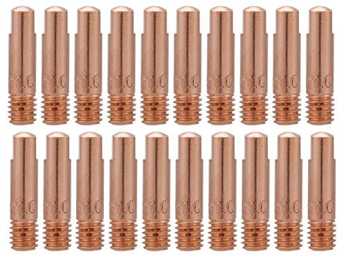 Stromdüse 1mm, Fülldraht Düse, 20 Stück Mig-Schweißkontaktspitzen, 0,8 mm 1,0 mm Kupferkontaktspitze, Schweißbrennerkontaktspitze für 15ak Mig-Schweißbrenner(1,0)