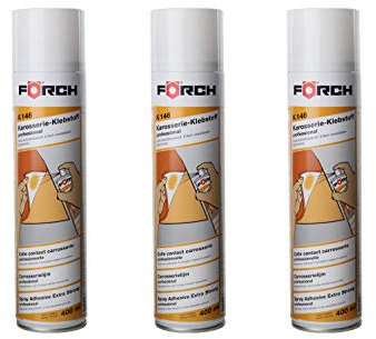 BISOMO 3x Förch Sprühkleber PROFI Kraftkleber Karosseriekleber Sprühdose 400ml Gelb Wasserfest Hochviskos Extra Stark 1,2L