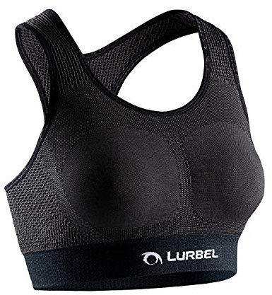 Lurbel Cristallo Bra, Sujetador Deportivo, Sujetador para Fitness, Top para Correr, Sujetador para Running, Sujetador para Correr. (Marengo, Grande - L)