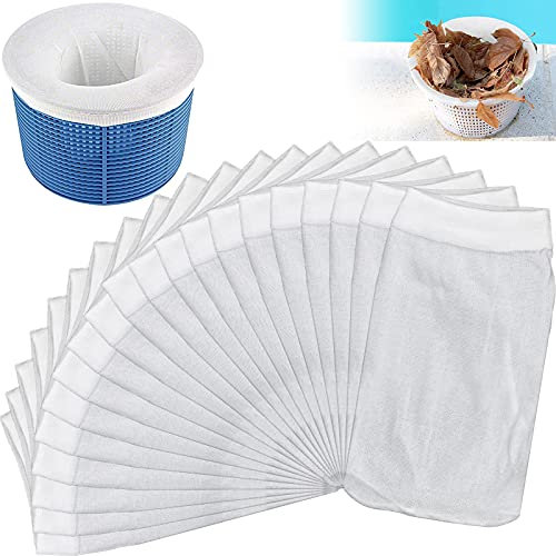 20 Pz Calcetines Skimmer Piscina, Prefiltro para Skimmer Piscina, Filtro Skimmer de Nailon Reutilizable y Súper Elástico para Cesta Skimmer, Forro de Malla de Malla Ultra Fina para Cesta de Piscina