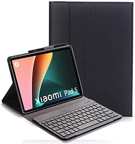YHFZR Clavier étui pour Xiaomi Mi Pad 5/5 Pro 11 Pouces, AZERTY Slim PU Housse Détachable Wireless Clavier Keyboard sans Fil Coque pourXiaomi Mi Pad 5/5 Pro 11 Pouces, Noir