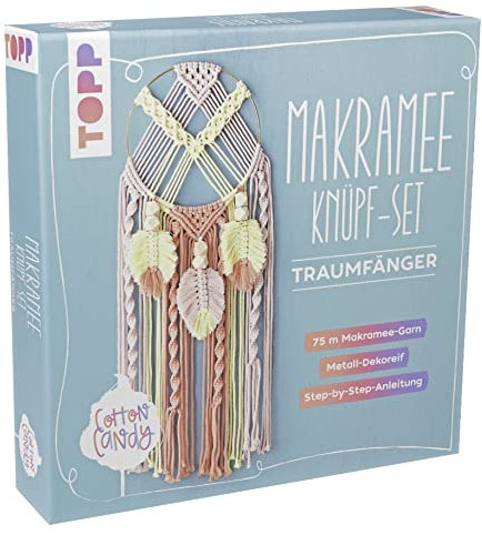 Makramee Knüpf-Set: Traumfänger: Anleitung und Material für einen Makramee-Traumfänger in angesagten Cotton-Candy-Farbtönen