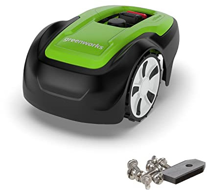 Greenworks Optimow S Rasenmäherroboter für Rasenflächen bis 300 m2 mit 30 % Gefälle, Diebstahlschutz, 3 Jahre Garantie + Greenworks Ersatzklingen für Mähroboter