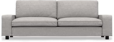 COMFORTLY Schonbezug für 3-Sitzer, handgefertigt, kompatibel mit KIVIK 3-Sitzer-Couch, nur Bezüge (Leinenmischung, grau-beige)
