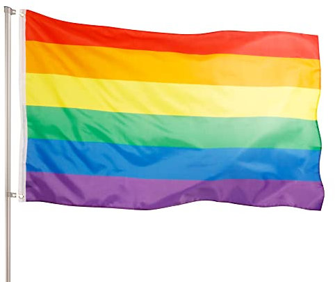 PHENO FLAGS Premium Regenbogen Flagge 90x150cm - Extrem wetterbeständige Pride Fahne mit Messingösen, 100% Polyester, robuste Doppelnaht & in lebendigen Farben - ideal für Flaggen-Liebhaber