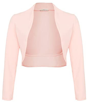 Damen Langarm Bolero Festlich Strickjacke Schulterjacke Kurz Top (700), Grösse:M, Farbe:Rosa