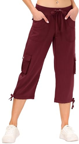 JINSHI Hosen Damen Sommer Cargohose 3/4 Hose Caprihose Wanderhose 6 Taschen | Leicht, Atmungsaktiv,Modisch für Alltag, Reise und Outdoor-Sport kann als Trekkinghose Jogginghose Reisehose Arbeitshose usw.