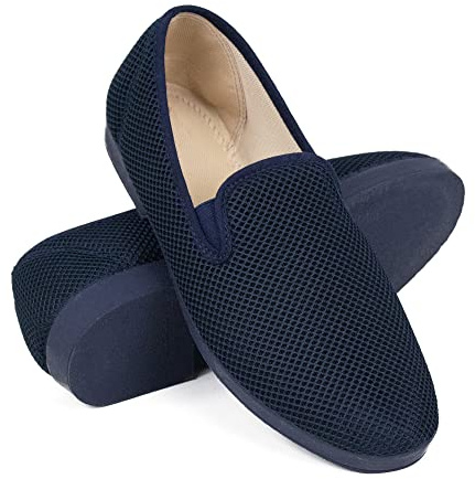 Zapatillas de Casa Hombre | Calzado Transpirable de Rejilla con Cuña | Zapatos Abiertos sin Cordones | Suela de Caucho Antideslizante | Fabricado en España | Marino | Talla 43
