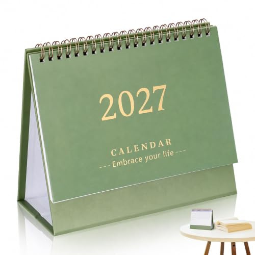 STOBOK Tischkalender 2027, Stehender Flip-Desktop-Kalender 2026.07–2027.12, monatlicher Tagesplaner, Planer, Organizer für Zuhause, Büro, Schule, Grün