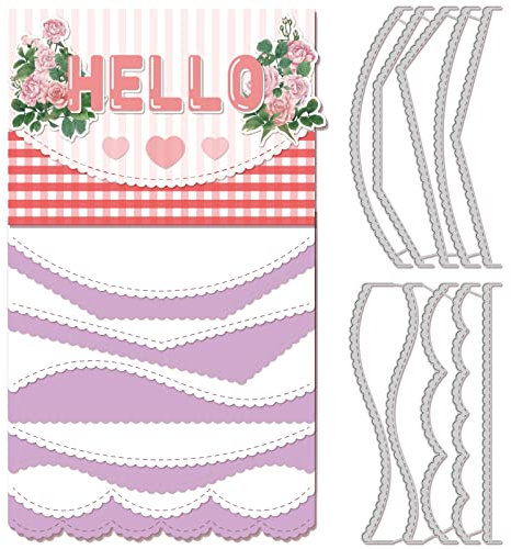 GLOBLELAND Genähte Bordüren Stanzformen Metall gewellte Spitzenbordüre Stanzschablonen Vorlage für Papierkarten Herstellung Dekoration DIY Scrapbooking Album Basteln Dekor