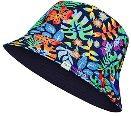 Dedoles Anglerhut Unisex Damen Herren Fischerhut Wendbar Baumwolle viele lustiges Design Geschenk Zwei Designs in einem, Farbe: Tukan im Dschungel