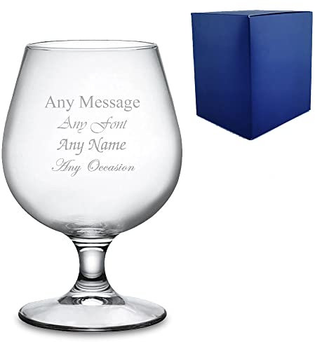 Personalised Stemmed Beer Glass. Engraved Snifter Glass with Gift Box. Any message over 4 lines. Any occasion