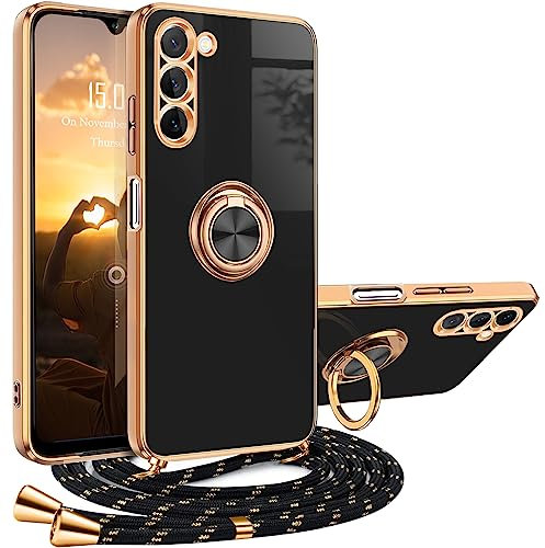 XCYYOO Coque Samsung Galaxy A14 avec Cordon,Housse Samsung Galaxy A14 avec Anneau Antichoc Magnétique Étui avec Collier Silicone Lanyard Case Portable Protection Samsung Galaxy A14 Case avec Support
