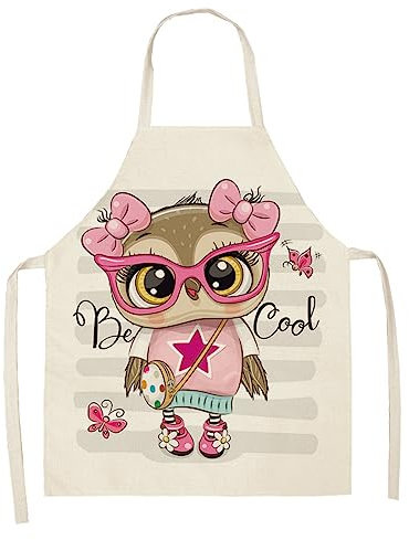 HJOSWVNS Kittelschürze Rosa Gestreifte Tiere Kittelschürze Damen Baumwolle und Hanf Kochschürze Einstellbar Schürze Mann Langlebig Küchenschürze Damen Kinderschürze Atmungsaktiv Küchenschürze 55x68cm