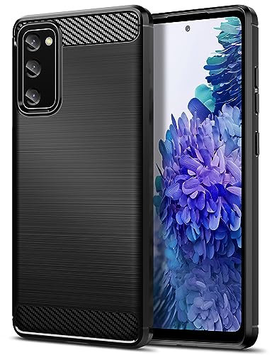 Qiinogow Cover Compatibile con Samsung Galaxy S20 FE 5G/S20 Lite/S20 FE 2022, Custodia per Telefono Slim Fit con Antiurto, Anti-Graffio, Case Protettiva in Gomma TPU in Fibra di Carbonio, Nero