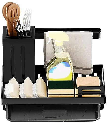 Kitchen Cleaning Cabinet Cabinet, Kitchen Cabinet Kitchen Sink Organizer With Drain Vessel, Adjustable Under Sink Organizer, Smooth Multifunctional Kitchen Sink Organizer For Brush And Sponges