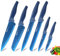 Wanbasion Set de Cuchillos de Cocina, Juego Cuchillos Cocina Profesional Con Funda, Cuchillo Afilado Apto Para Lavavajillas Con Funda Para Cuchillos 6 Piezas Azúl