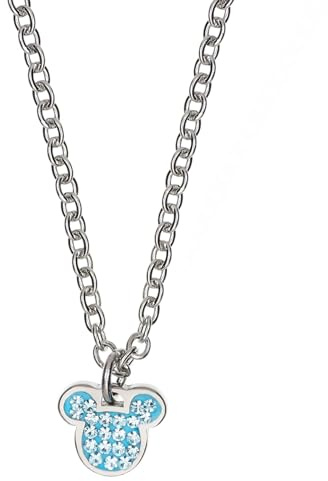 Disney Mickey Maus Halskette Edelstahl mit Zirkonia für Kinder und Mädchen, Schmuck