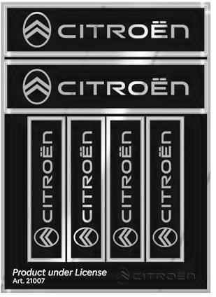 Citroen Aufkleber mit offiziellem Logo, 6 Schriftzüge, Schwarz