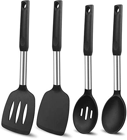 Louttary Silicone Cooking Spatulas and Spoons Silicone Cooking Utensils Set Non Stick Kitchen Spatula
