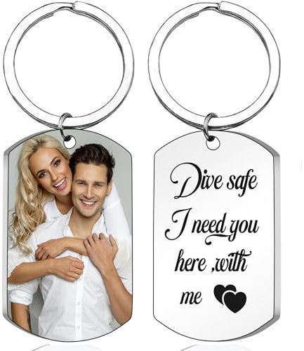 Portachiavi personalizzato con immagine su entrambi i lati, portachiavi personalizzato con incisione laser per uomini, donne, regali per fidanzati, regalo per anniversario di coppia