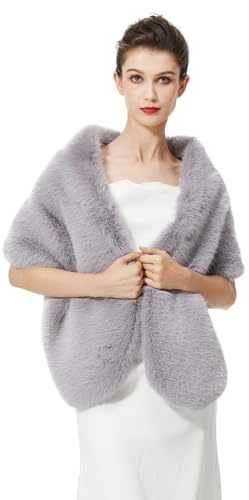 BEAUTELICATE Kunstpelz Stola Schal Damen Bolero Kunstfell Brautschal Brautstola Brautjacke für Abendkleid Winter Hochzeit Festliche