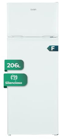 SVAN Frigorífico Combi 2 Puertas Blanco SF145500F. Capacidad 206 Litros, Puerta Reversible, Bajo Nivel Sonoro, Eficiencia Energética Clase F