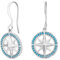 Orecchini Pendenti Con Medaglione A Disco Vichingo Da Viaggio Esploratore Unisex Con Bussola Rosa Ispiratrice Smaltata Blu In Argento Sterling .925 Per Donne