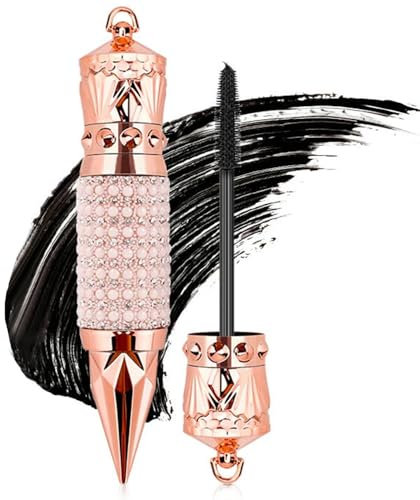 4D Silk Fiber Lash Mascara, Eye Makeup Sparkling Pearl Diamond Mascara, Thicker and Longer, Voluminous Eyelashes, Natural Waterproof Smudge-Proof, No Clumping, Adds Length, Depth and Glamour (Black)