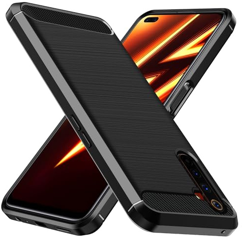 ivoler Silikon Hülle für Realme 6 Pro, [Militärischer Schutz] Stoßfest Handyhülle, Dünne Weiche Flexible TPU Kratzfest Schutzhülle Anti-Fingerabdruck Case Cover, Schwarz