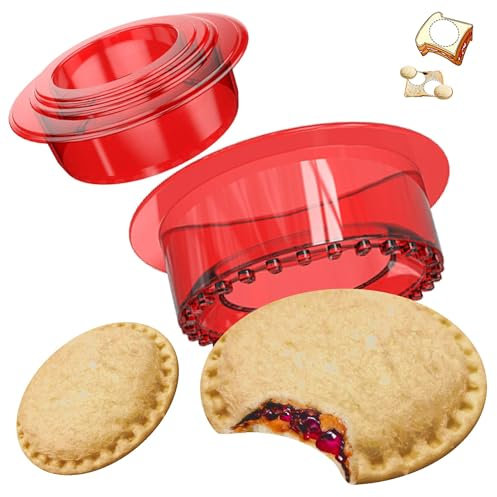 Runden Sandwichform,5 Teile Sandwich Schneider und Versiegelung,Kekse Brot Pfannkuchen DIY Form Zubehör Sandwich-Maker für Jungen und Mädchen (Rot)